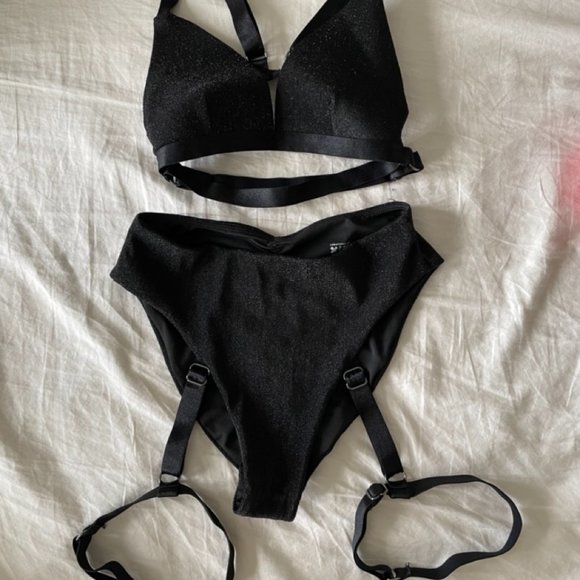 CXIX Other - CXIX CORA High Waisted Bottoms & Triangle Bra Black (XXS, Set!)
